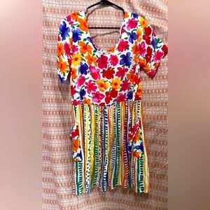 Jams World Dress Women's Mini Babydoll Dress Size M 90s Colorful VINTAGE